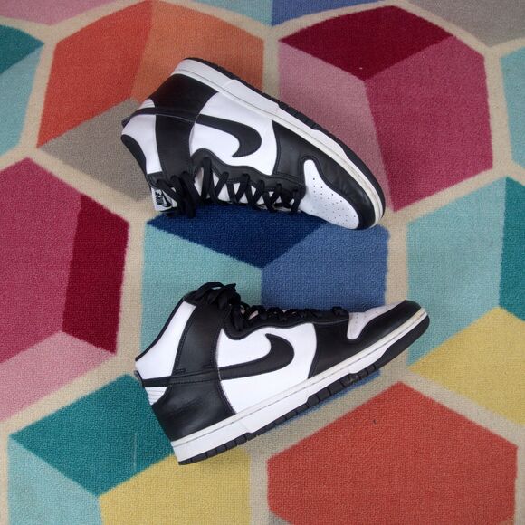 Nike Dunk High Retro Sneakers Lace Up Panda Black And White Men's Size 10 US - Picture 6 of 8